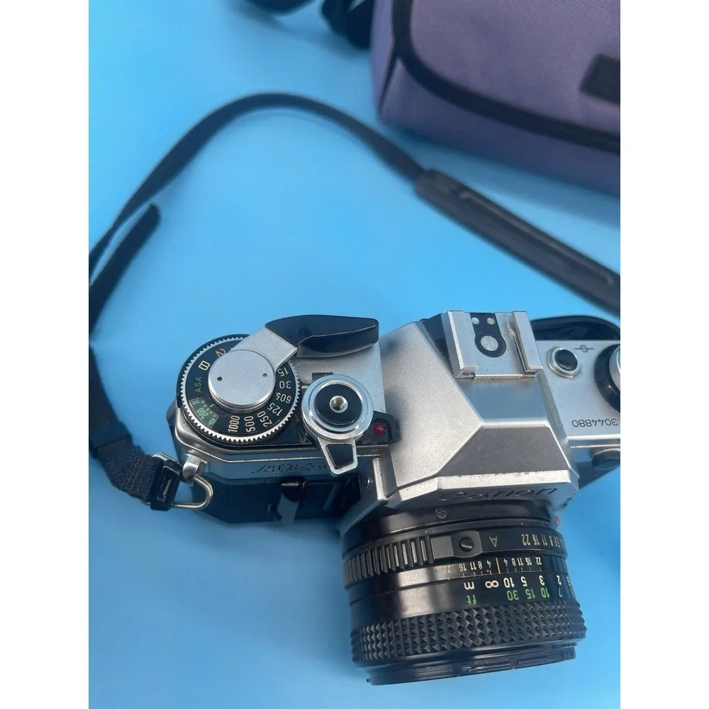 Canon AE-1 35mm SLR Film Camera w/ FD 50mm f/1.8 Lens & Case Untested